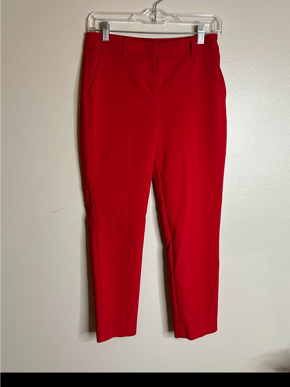 Express Pants Womens 0 Short Ankle Columnist Mid Rise Statement Red Career